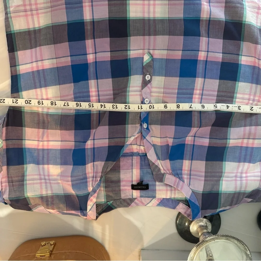 Talbots Multicolor Plaid Blouse US-Medium - Picture 8 of 8